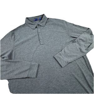 Footjoy FJ‎ Long Sleeve Polo Men XL Gray Black Stripe Performance Golf Stretch